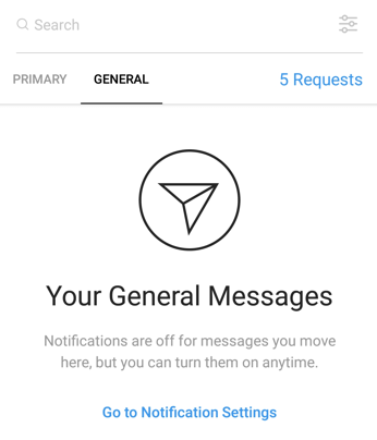 Can I access the “General” inbox with a personal Instagram account?  