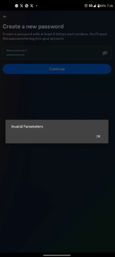 instagram invalid parameters